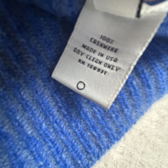 The Elder Statesman Womens Blue Cashmere Ribbed 1/4 Zip Mock Neck Sweater Large - Picture 5 of 8